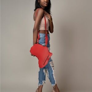 ORIJIN CULTURE : AFRICA BAG / BACKPACK- RED LEATHER(MEDIUM)